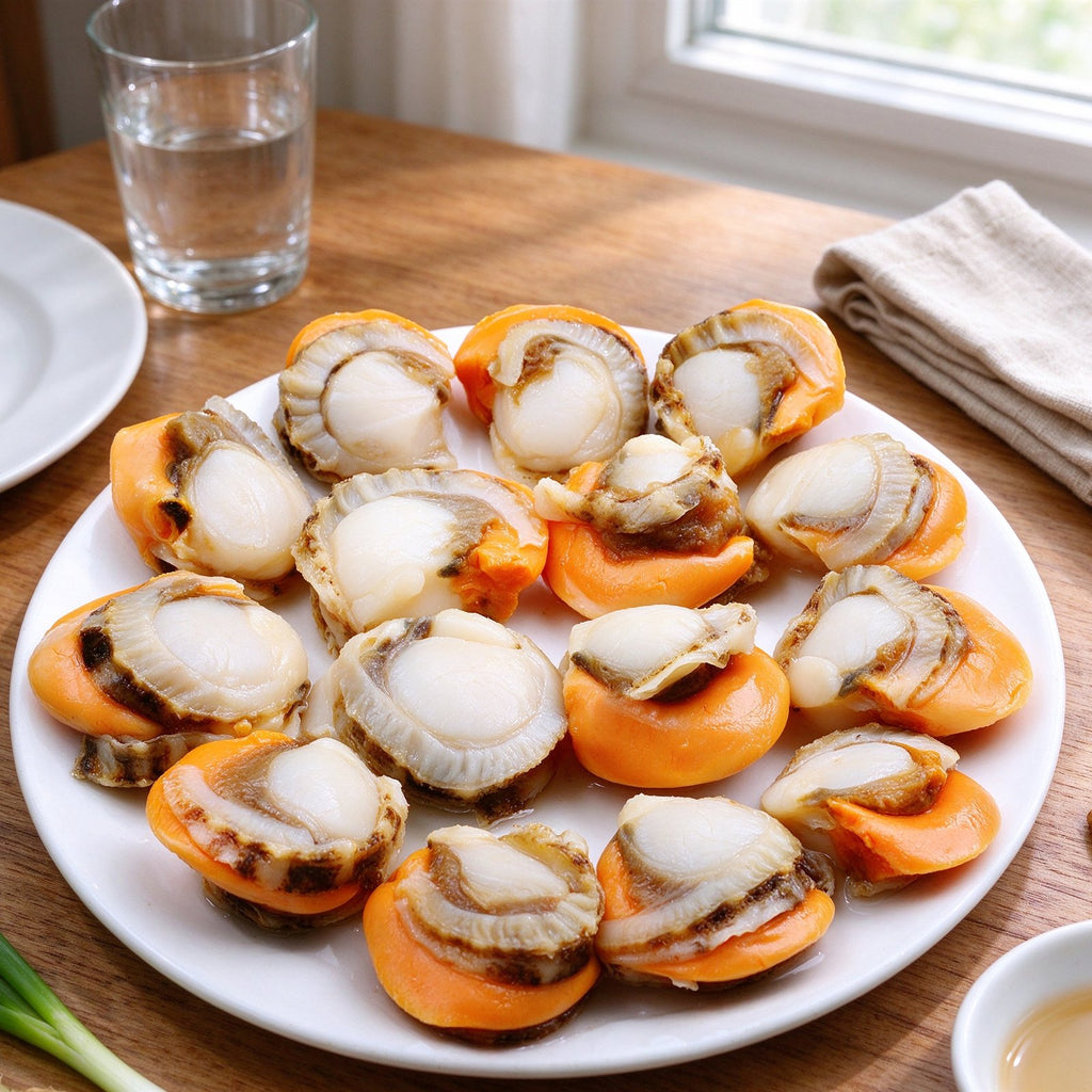 Fresh Half Shell Scallops with Roe